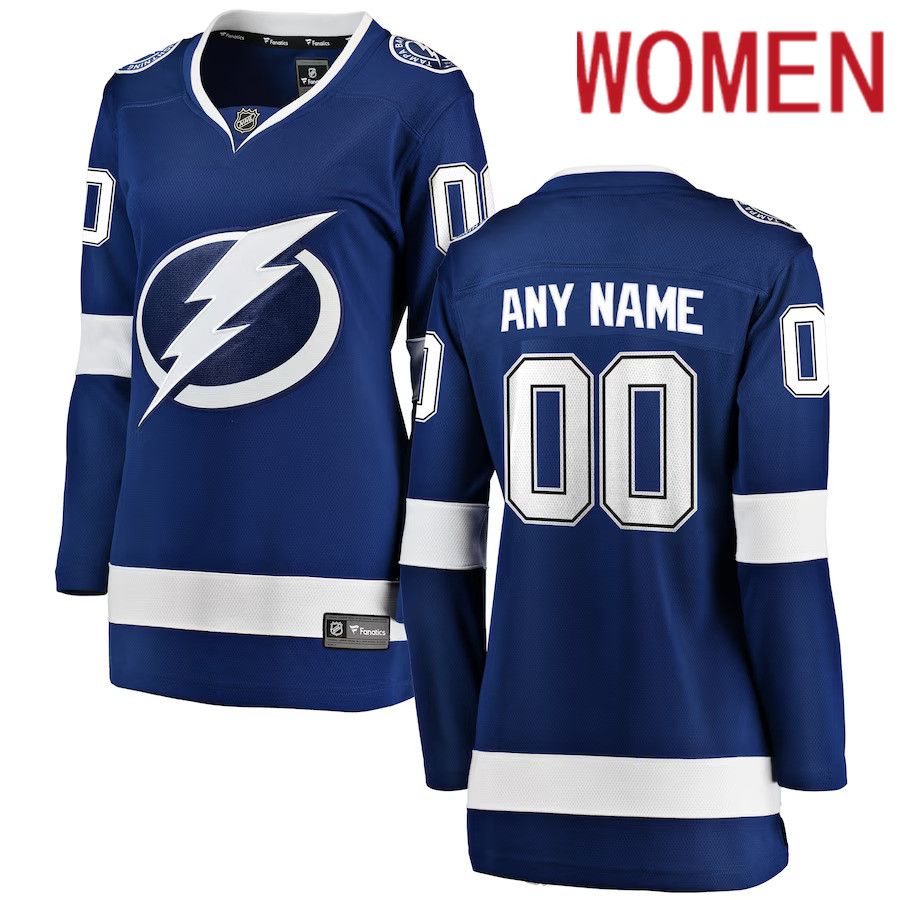 Women Tampa Bay Lightning Fanatics Branded Blue Home Breakaway Custom NHL Jersey->women nhl jersey->Women Jersey